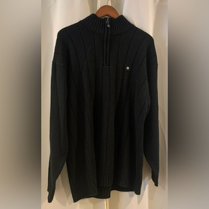 South Pole Mens 1/4 Zip Pullover Knit Sweater Black Acrylic Size L